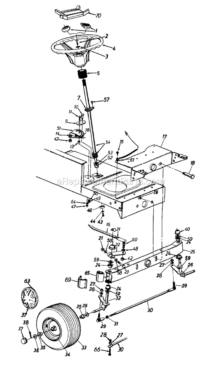 Page E Diagram and Parts List for 13AM675G023 1997 Yard Machines Lawn Tractor